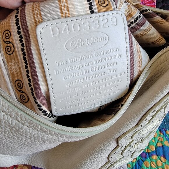 Brighton Masterpiece White Nikki Leather Shoulder Handbag with Hidden Pockets - Picture 7 of 10